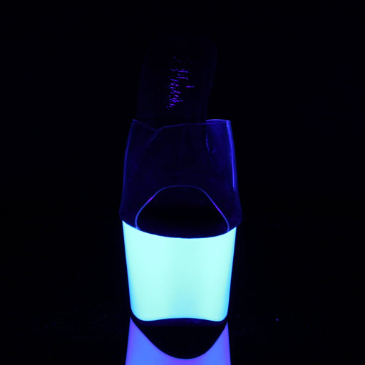 Pleaser ADORE-701UV Platform Slide (Clear/Neon White)