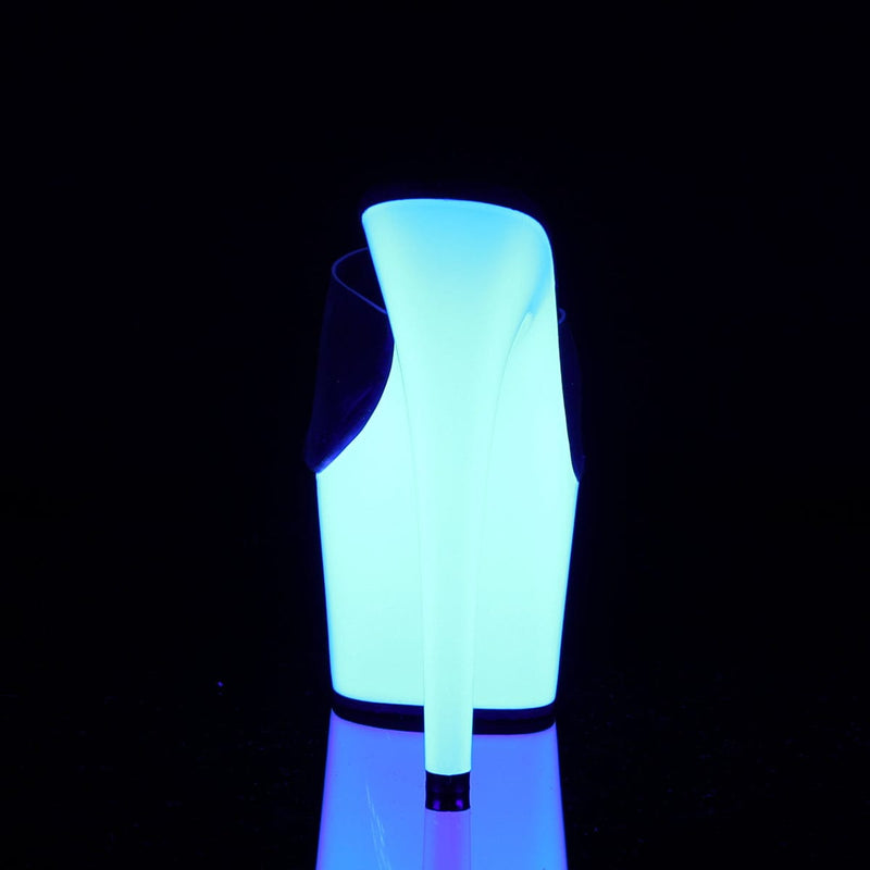 Pleaser ADORE-701UV Platform Slide (Clear/Neon White)