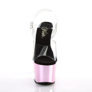 Pleaser ADORE-708 Platform Sandal (Clear/Baby Pink Chrome)