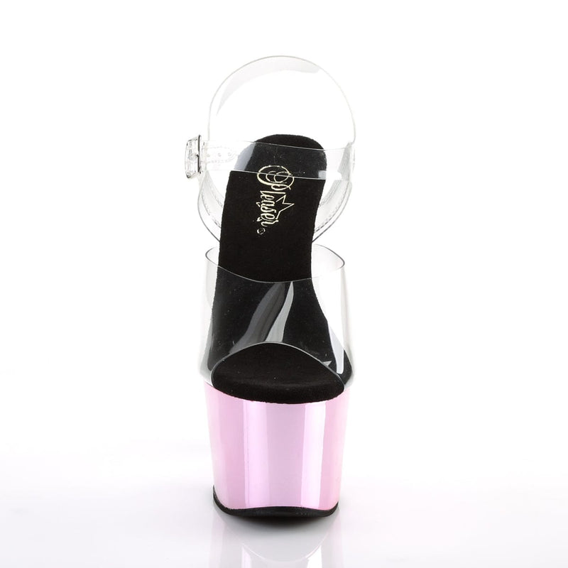 Pleaser ADORE-708 Platform Sandal (Clear/Baby Pink Chrome)