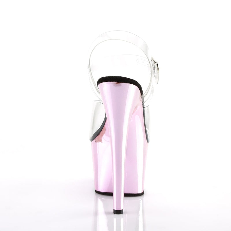 Pleaser ADORE-708 Platform Sandal (Clear/Baby Pink Chrome)