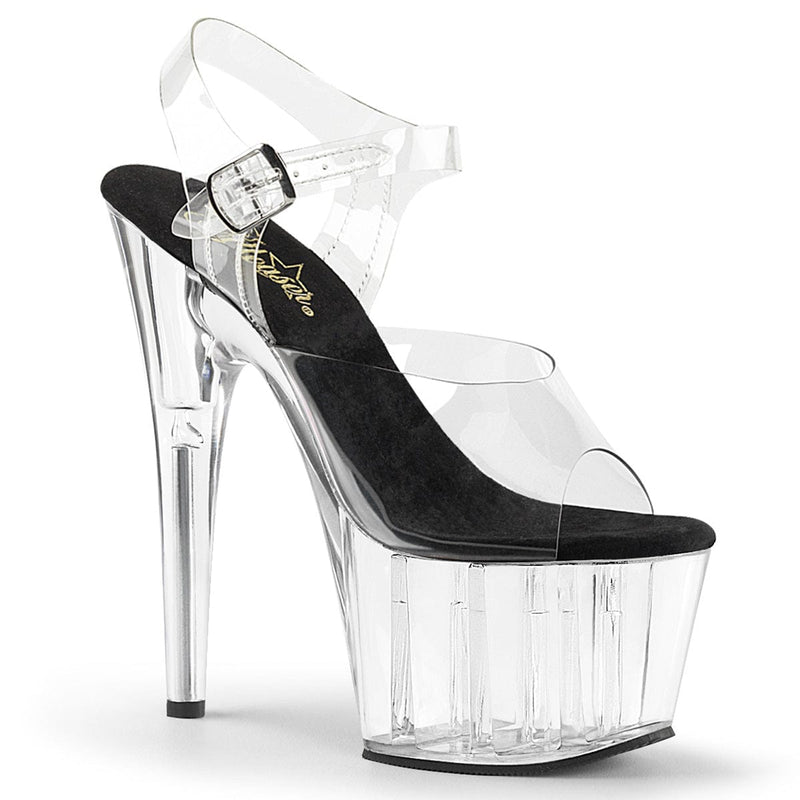 Pleaser ADORE-708 Platform Sandal (Clear-Black/Clear)