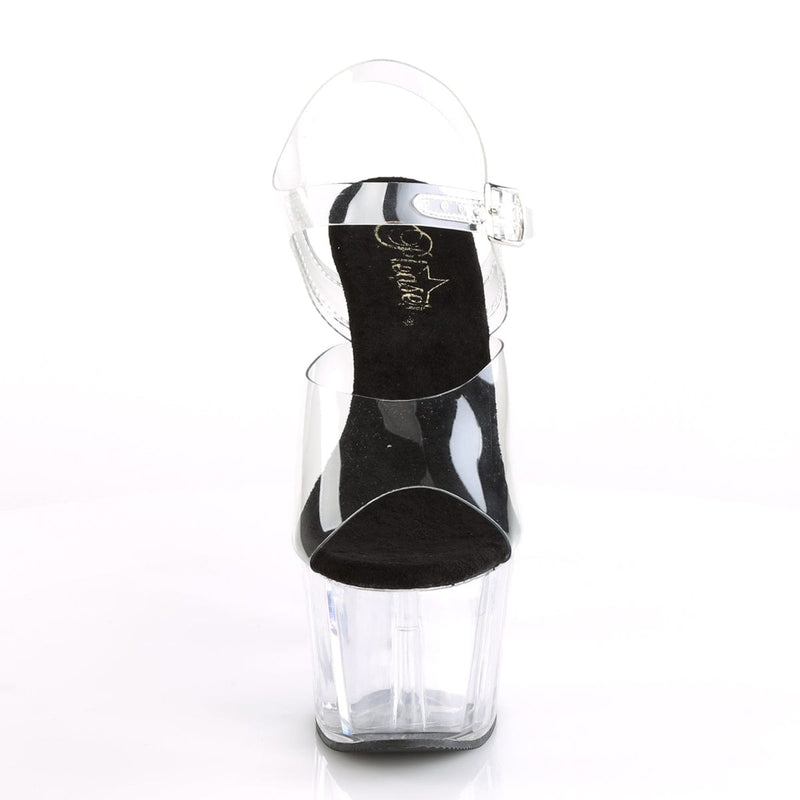 Pleaser ADORE-708 Platform Sandal (Clear-Black/Clear)
