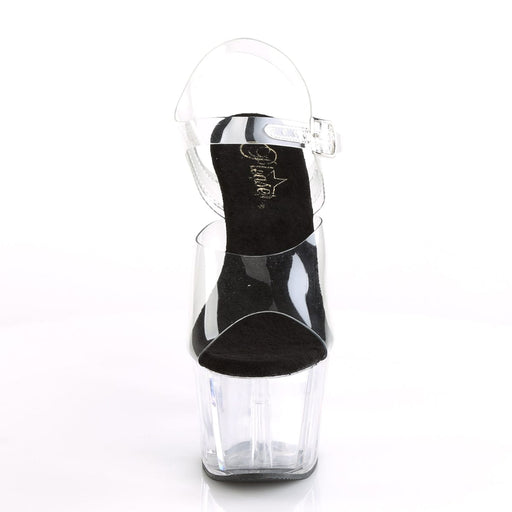 Pleaser ADORE-708 Platform Sandal (Clear-Black/Clear)