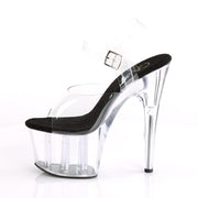 Pleaser ADORE-708 Platform Sandal (Clear-Black/Clear)