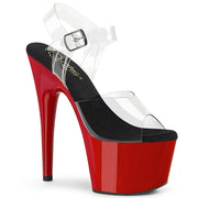 Pleaser ADORE-708 Platform Sandal (Clear-Black/Red)