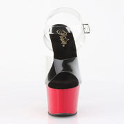 Pleaser ADORE-708 Platform Sandal (Clear-Black/Red)