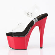 Pleaser ADORE-708 Platform Sandal (Clear-Black/Red)