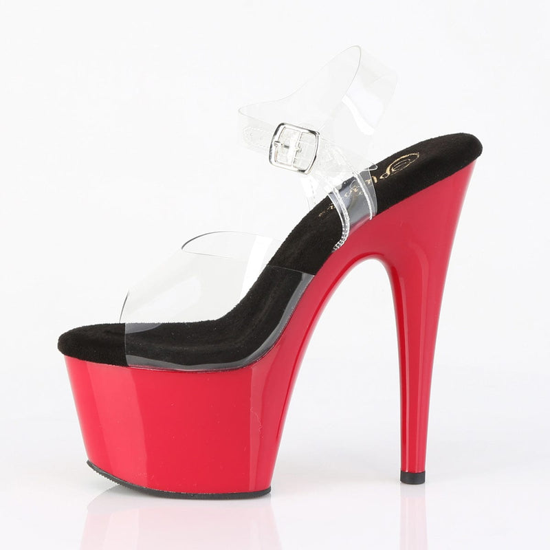 Pleaser ADORE-708 Platform Sandal (Clear-Black/Red)