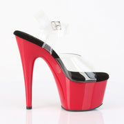Pleaser ADORE-708 Platform Sandal (Clear-Black/Red)