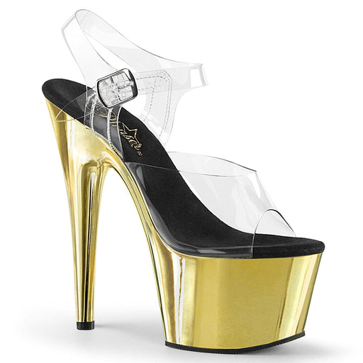 Pleaser ADORE-708 Platform Sandal (Clear/Gold Chrome)