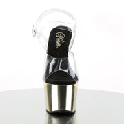 Pleaser ADORE-708 Platform Sandal (Clear/Gold Chrome)