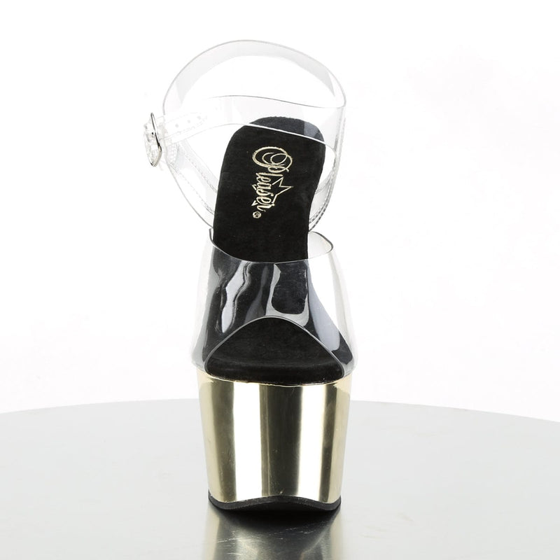 Pleaser ADORE-708 Platform Sandal (Clear/Gold Chrome)