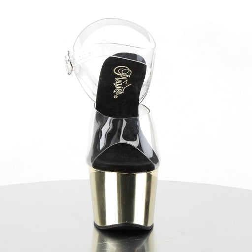 Pleaser ADORE-708 Platform Sandal (Clear/Gold Chrome)