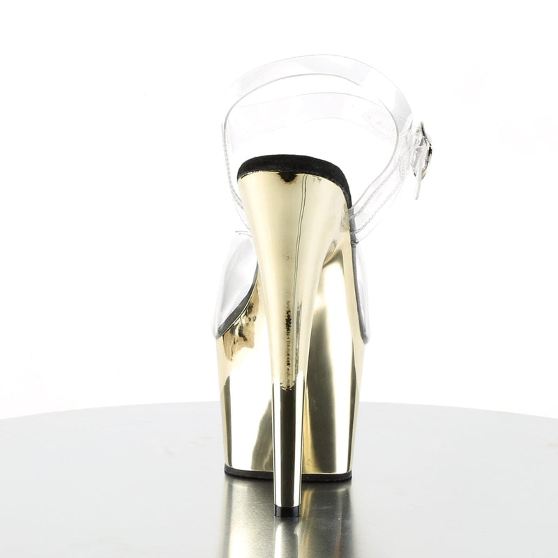 Pleaser ADORE-708 Platform Sandal (Clear/Gold Chrome)