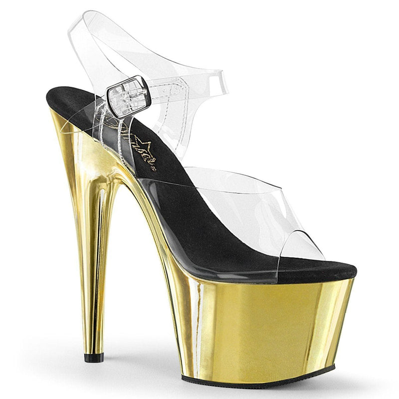 Pleaser ADORE-708 Platform Sandal (Clear/Gold Chrome)