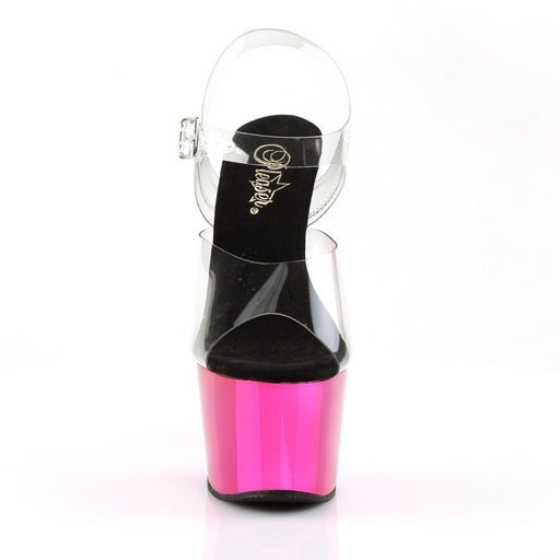 Pleaser ADORE-708 Platform Sandal (Clear/Hot Pink Chrome)