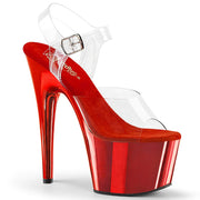 Pleaser ADORE-708 Platform Sandal (Clear-Matching/Red Chrome)