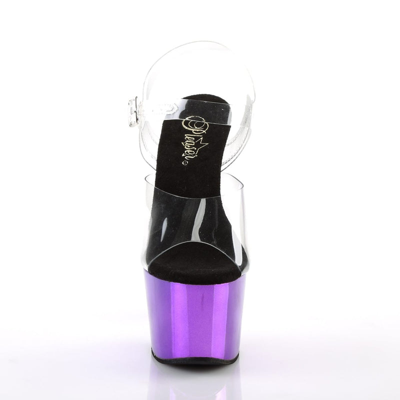 Pleaser ADORE-708 Platform Sandal (Clear/Purple  Chrome)
