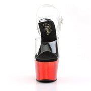 Pleaser ADORE-708 Platform Sandal (Clear/Red Chrome)