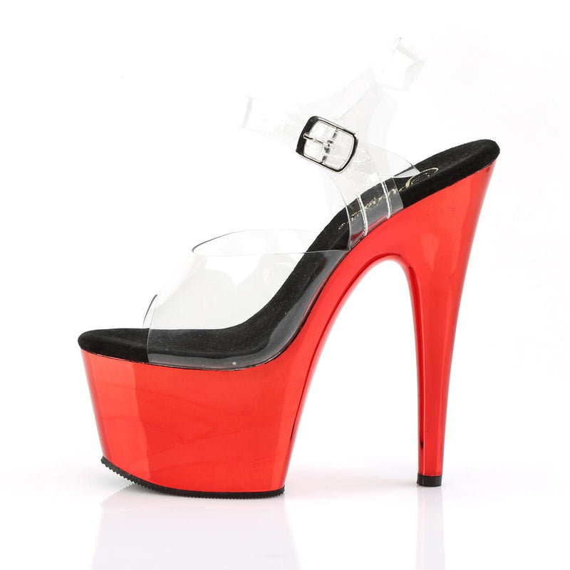 Pleaser ADORE-708 Platform Sandal (Clear/Red Chrome)