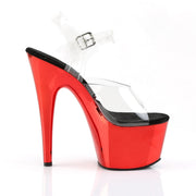 Pleaser ADORE-708 Platform Sandal (Clear/Red Chrome)