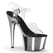 Pleaser ADORE-708 Platform Sandal (Clear/Silver Chrome)