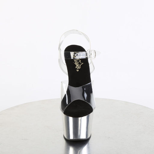 Pleaser ADORE-708 Platform Sandal (Clear/Silver Chrome)