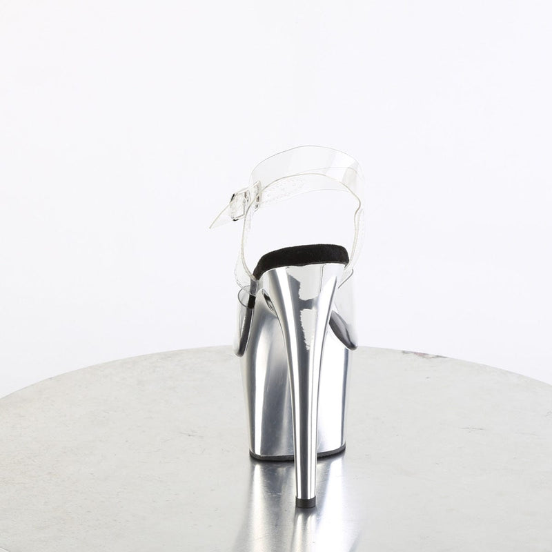 Pleaser ADORE-708 Platform Sandal (Clear/Silver Chrome)