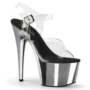 Pleaser ADORE-708 Platform Sandal (Clear/Silver Chrome)