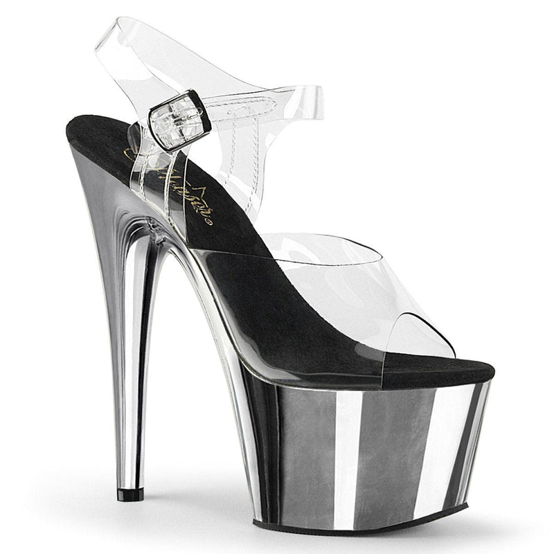 Pleaser ADORE-708 Platform Sandal (Clear/Silver Chrome)