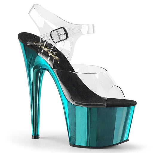 Pleaser ADORE-708 Platform Sandal (Clear/Turquoise  Chrome)