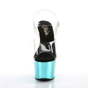 Pleaser ADORE-708 Platform Sandal (Clear/Turquoise  Chrome)