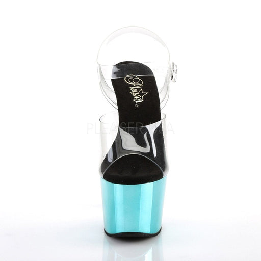 Pleaser ADORE-708 Platform Sandal (Clear/Turquoise  Chrome)