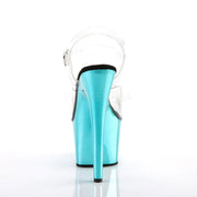 Pleaser ADORE-708 Platform Sandal (Clear/Turquoise  Chrome)