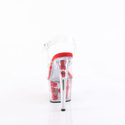 Pleaser ADORE-708FL Platform Sandal (Clear/Red Flowers)