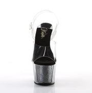 Pleaser ADORE-708G Platform Sandal (Clear/Black Glitter Inserts)