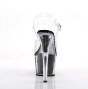 Pleaser ADORE-708G Platform Sandal (Clear/Black Glitter Inserts)