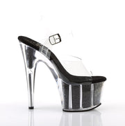 Pleaser ADORE-708G Platform Sandal (Clear/Black Glitter Inserts)