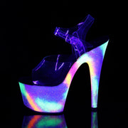 Pleaser ADORE-708GXY Platform Sandal (Clear/Neon Galaxy Glitter)