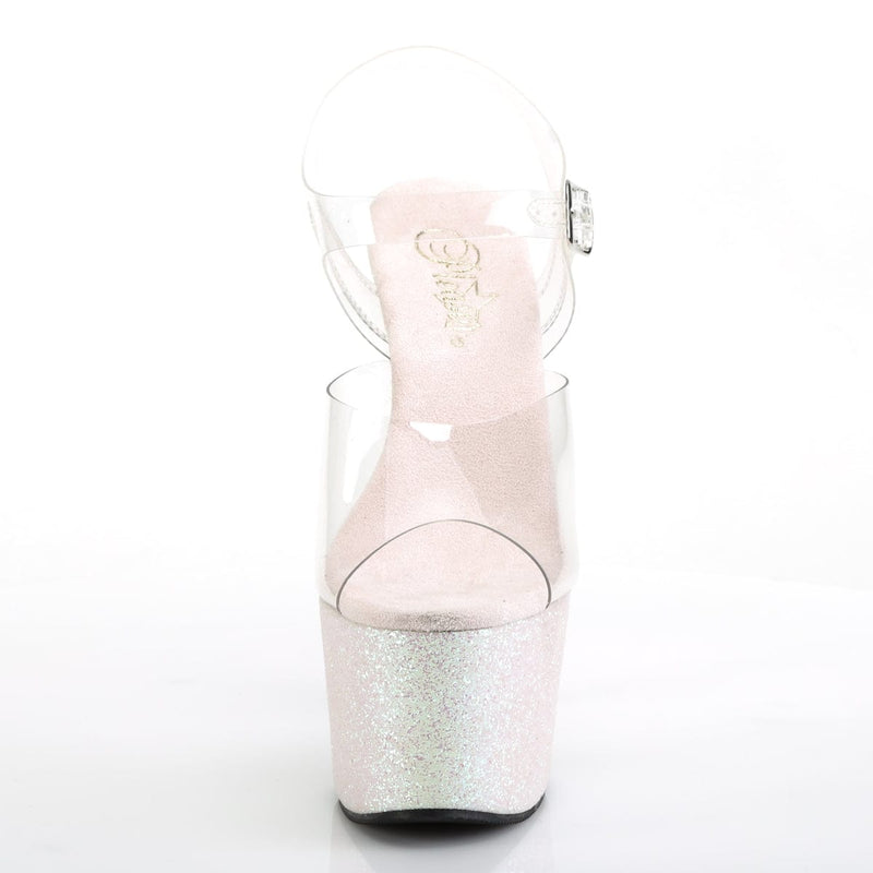 Pleaser ADORE-708HMG Platform Sandal (Clear/Opal Multi Glitter)