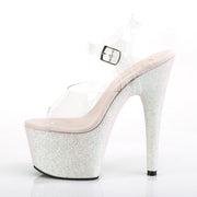 Pleaser ADORE-708HMG Platform Sandal (Clear/Opal Multi Glitter)