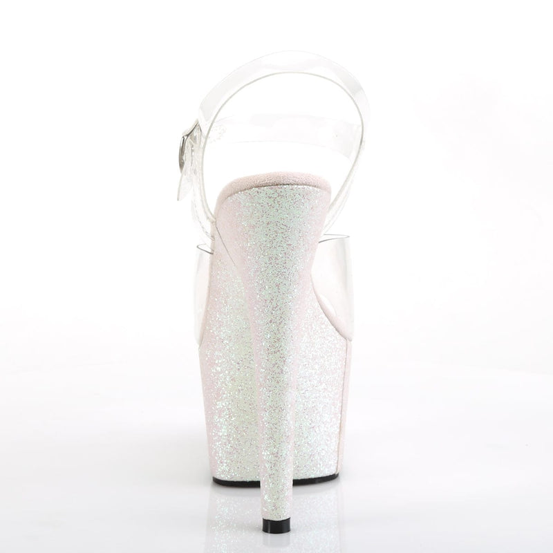 Pleaser ADORE-708HMG Platform Sandal (Clear/Opal Multi Glitter)