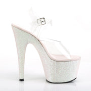Pleaser ADORE-708HMG Platform Sandal (Clear/Opal Multi Glitter)