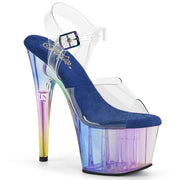 Pleaser ADORE-708HT Platform Sandal (Clear/Blue Multi Tinted)