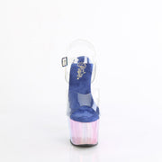 Pleaser ADORE-708HT Platform Sandal (Clear/Blue Multi Tinted)