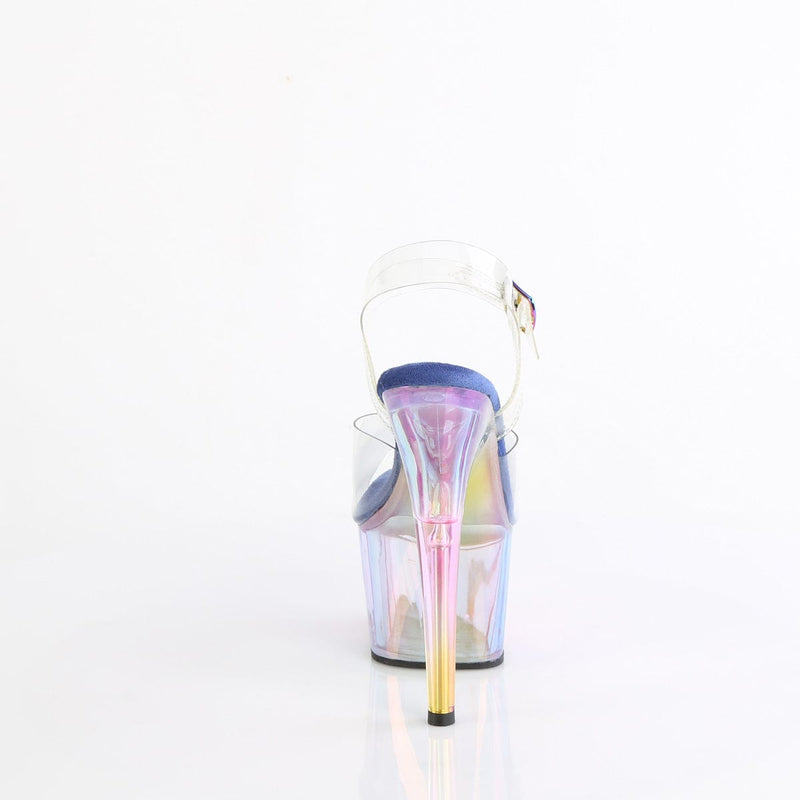 Pleaser ADORE-708HT Platform Sandal (Clear/Blue Multi Tinted)