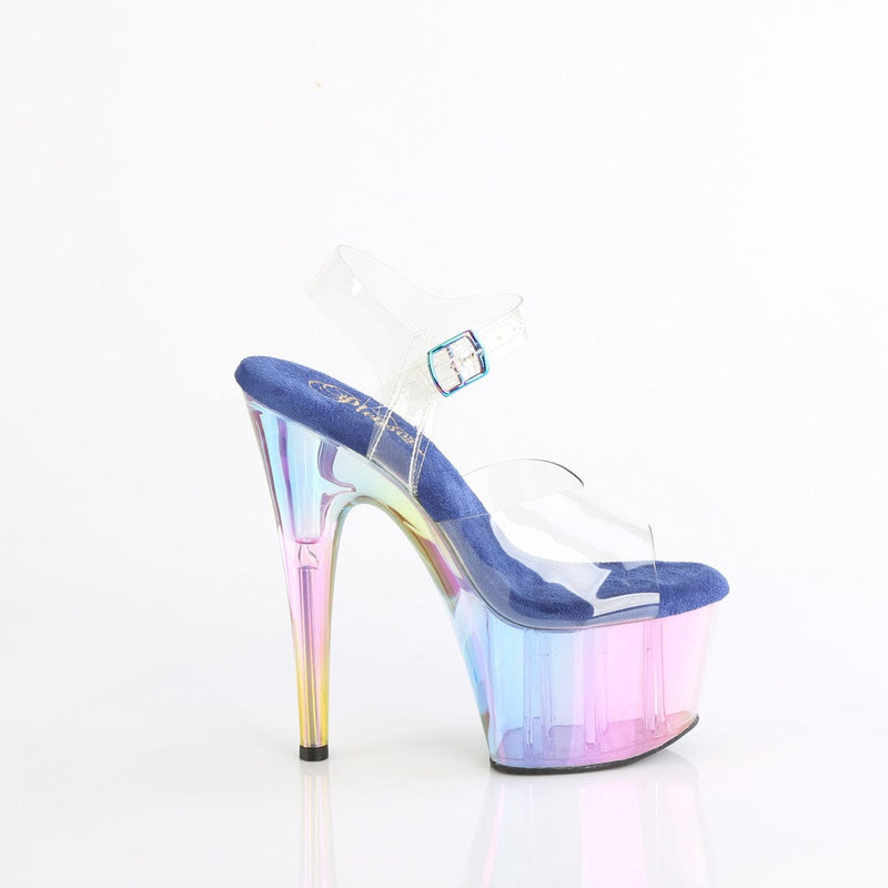 Pleaser ADORE-708HT Platform Sandal (Clear/Blue Multi Tinted)