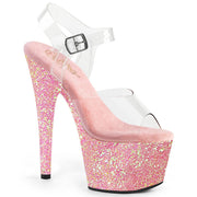 Pleaser ADORE-708LG Clear/Baby Pink Glitter
