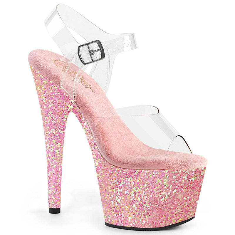 Pleaser ADORE-708LG Clear/Baby Pink Glitter